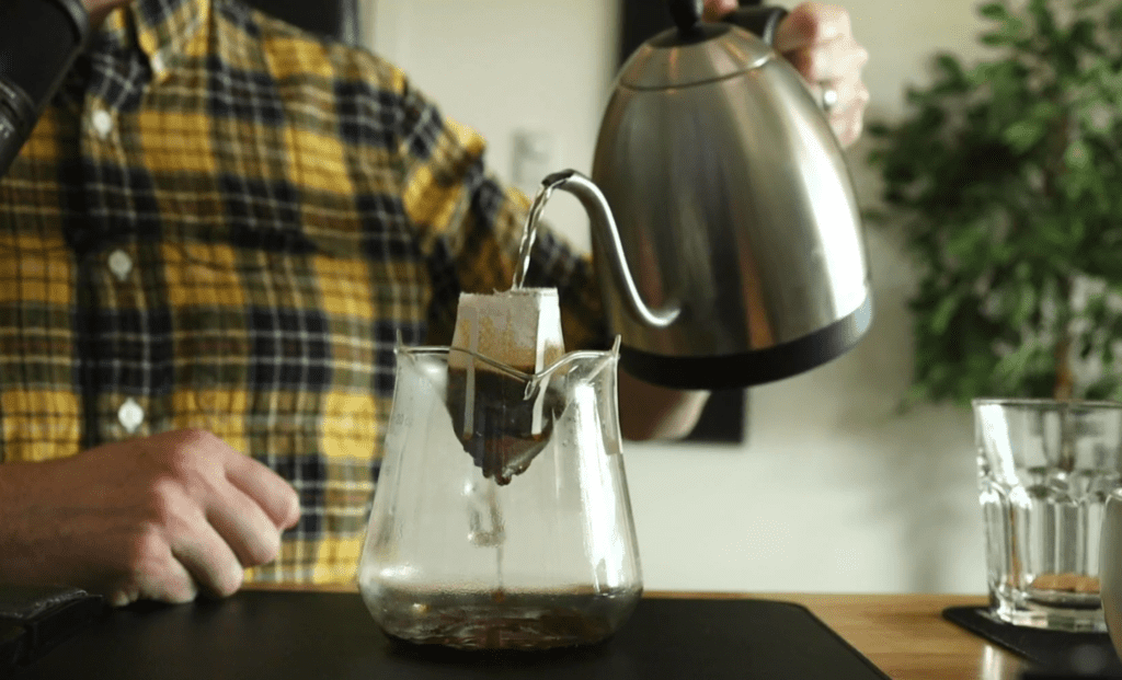 Pocket dripper pour over kit being used in coffee tasting virtual events
